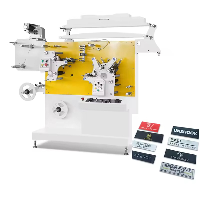 JR-1242 Flexo Garment Care Label Printing Machines / 6 Colors Roll to Roll Textile Nylon Taffeta Label Printing Machine