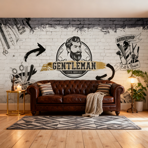 Papel Tapiz Moderno Personalizado de Terciopelo Xuan Antiestático, Antimoho y Resistente a la Humedad, Diseño de Ladrillo, para Barbería, Entretenimiento y Hogar - Product Image 4