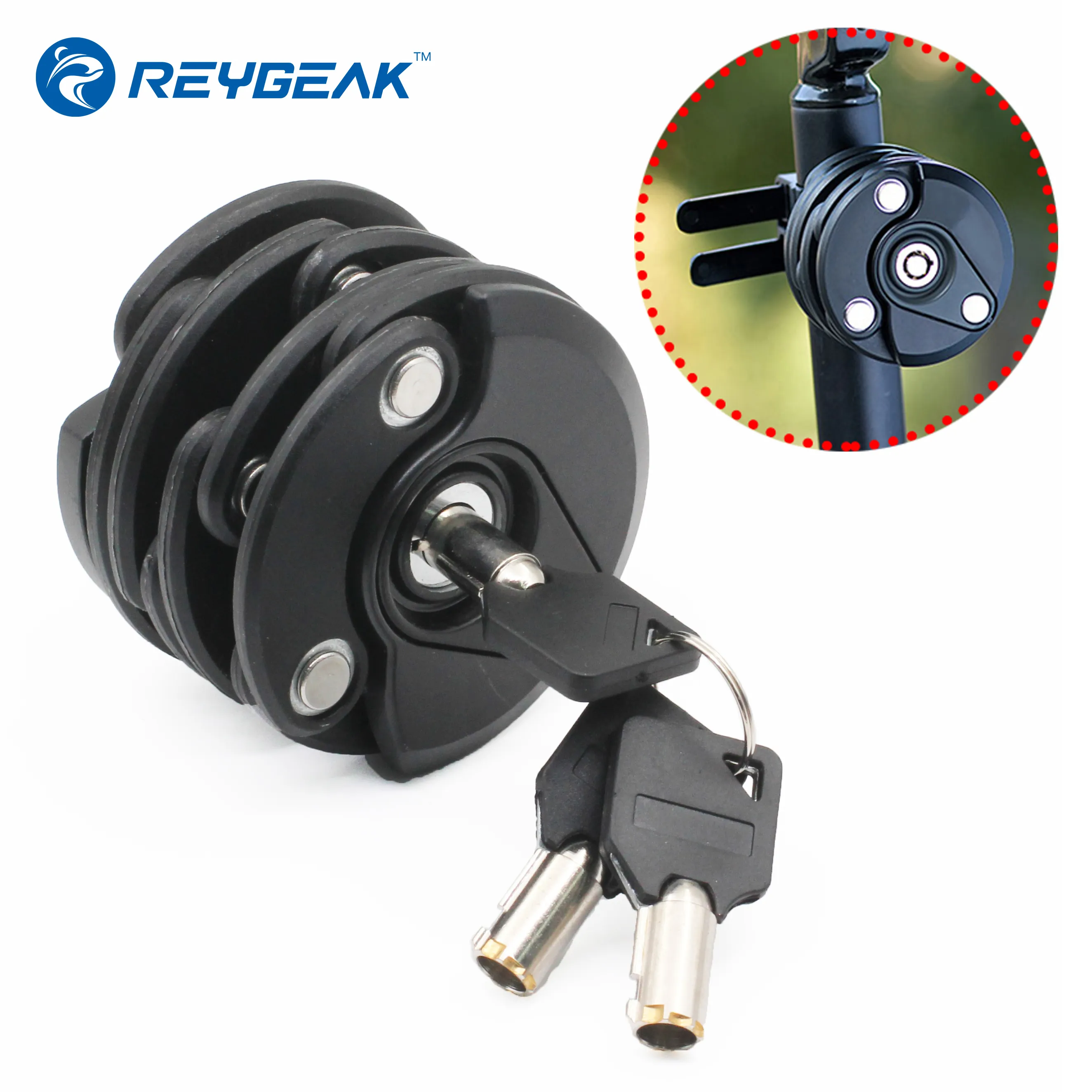 REYGEAK Bicycle Parts Cylinder Foldable Joint Lock Anti-Theft Chain Lock Bicycle Hamburg Padlock Easy To Store Universal