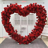 Promotion Exclusive : Arche de Mariage Murale en Fleurs Roses Cœur Rouges et Blanches, Décoration Économique d'Usine pour Mariages, Maison et Jardin