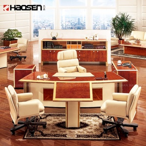 Phật Sơn Trung Quốc haosen bằng gỗ cổ điển Chủ Tịch Hoàng Gia nội thất văn phòng bảng nhà có độ bóng cao cong bàn văn phòng và ghế - Product Image 3