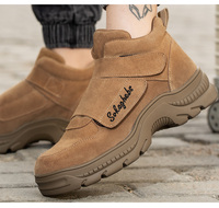 Chaussures de Sécurité Professionnelles en Cuir Daim de Vache avec Semelle Extérieure en Caoutchouc, Type Bottes de Travail, pour Hommes