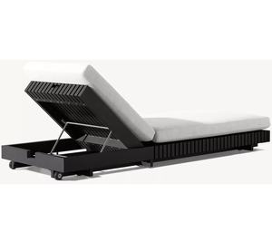 <span class=keywords><strong>Tumbona</strong></span> Moderna de Aluminio Negro con Ruedas, <span class=keywords><strong>Tumbona</strong></span> de Playa para Exteriores para Uso en Hoteles - Product Image 3