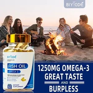 BIYODE huile de poisson végétalienne oméga 3 1000mg vente en gros personnalisée marque privée huile de poisson comprimé capsules molles