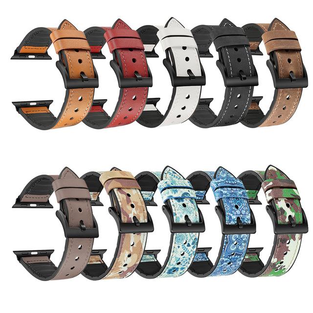 Factory Replacement Silicone Leather Compatible Strap Watch Band for Apple Watch 38 40 41 42 44 45mm