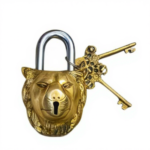 Handcrafted Metal Lion Design <b>Padlock</b> with 2 Keys Decorative Vintage Lock Gift for Home Office Cabinet Door - Product Image 1