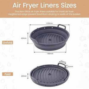 Customize Non Stick Bpa Free Round <b>Foldable</b> Reusable air Fryer Silicone Liners,8.5" Reusable Silicone air Fryer Liners - Product Image 6