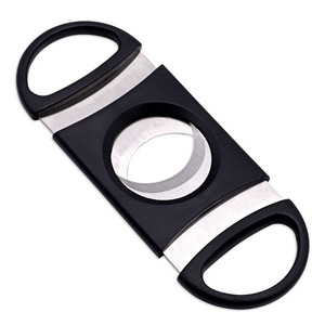 Stainless Steel Cigar Cutter Double Bladed Black V Shape For <b>Smoking</b> Accessories - Product Image 2