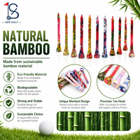 Tees de golf en bambou 70 mm, nouveau style, durables, couleurs mélangées, logo personnalisé, motif marbré