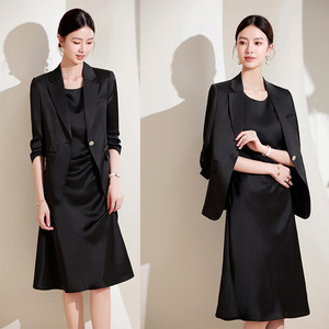 White <b>Blazer</b> Dress <b>Set</b> Women Spring 2024 Floral Print Sheath Suit Formal Office Wear - Product Image 2