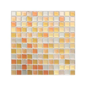 Grosir vinyl ubin dinding mosaic-Stiker Ubin Dinding 3D, Wallpaper Gaya Vinyl Mosaik untuk Dapur dan Kamar Tidur