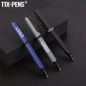 TTX جديد وصول رخيصة تعزيز المعادن شعار مخصص علي شكل قلم ماتي الأسود 1.0 مللي متر الأعمال هدية مربع 2 أقلام ذات سن كروي