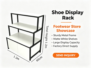 Présentoir à chaussures moderne à 3 niveaux, étagère étagée en métal noir, <span class=keywords><strong>meuble</strong></span> blanc, pour boutique, magasin de détail, support à chaussures autoportant - Product Image 6