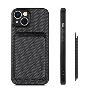 Leather Cell Cover TPU Mobile Phone Magnetic Safe Case Carbon Fiber Phone Case For Iphone 15 16 14 13 12 11 Pro Max