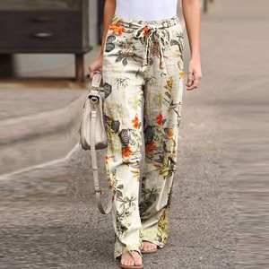 Vintage <b>Women</b> Drawstring <b>Trousers</b> Spring Autumn Fashion <b>Floral</b> Printed Wide Leg Pants Ladies Casual Loose Long Pantalones - Product Image 2