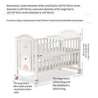 Lit en Bois Massif de Style Europééen, Berceau Multifonctionnel Amovible pour Enfants, Lit d'Appoint Bébé