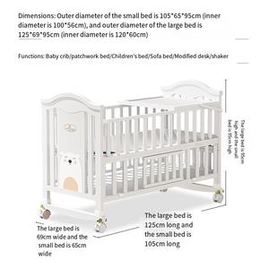 Lit en <span class=keywords><strong>Bois</strong></span> Massif de Style Europééen, <span class=keywords><strong>Berceau</strong></span> Multifonctionnel Amovible pour Enfants, Lit d'Appoint Bébé - Product Image 6