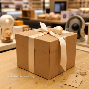 Boîte Mystère Kraft Sac Chanceux Carré Personnalisé Ruban Crème Imprimé pour Électronique Jouets Boîte Surprise Vente en Gros Direct Usine - Product Image 3
