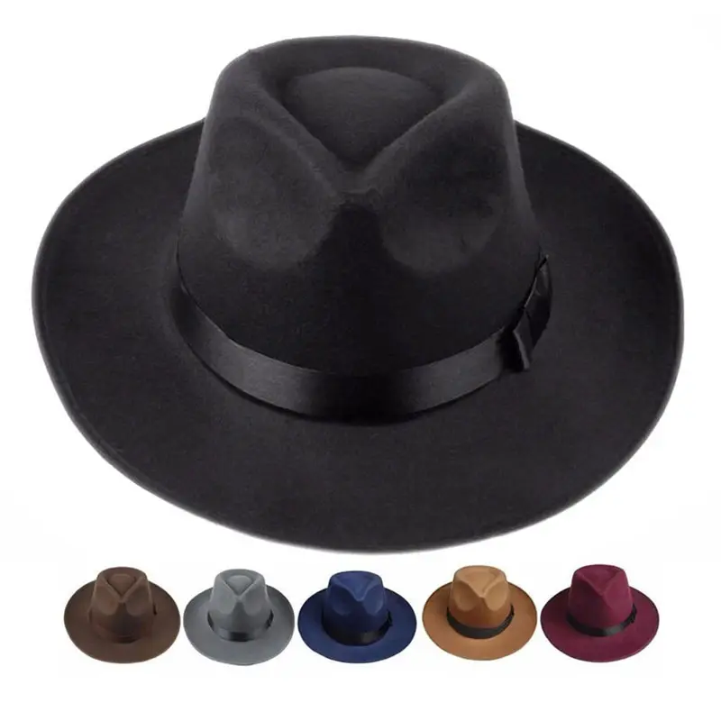 Sombrero de fieltro Panamá para hombre de China barato con sombrero fedora de cuero