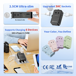 Wontravel อะแดปเตอร์สำหรับเดินทางขนาด40W PD USB หลายช่องทั้งหมดในหนึ่งพอร์ตสากลมินิบางเฉียบ - Product Image 2