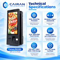 Terminal de paiement tactile CAIRAN pour bars et pubs avec lecteur de cartes, machine Android de commande et de facturation en libre-service, ensemble de comptoir