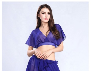 Nouveau débardeur sexy et exotique à manches courtes et col en V pour filles, idéal pour l'entraînement <span class=keywords><strong>de</strong></span> <span class=keywords><strong>danse</strong></span> <span class=keywords><strong>orientale</strong></span> 2025 - Product Image 4
