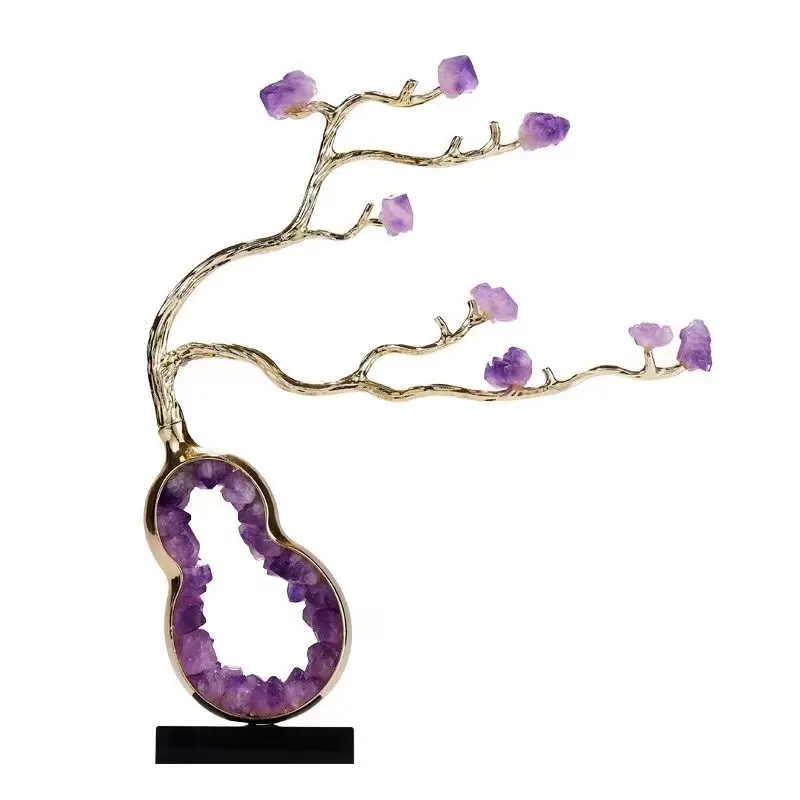 Ornamento d'albero di rame fiore di pietra naturale lussuoso personalizzato