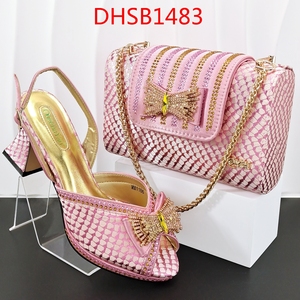 <span class=keywords><strong>Scarpe</strong></span> da donna eleganti e semplici abbinate borsa in tessuto mimetico con fibbia diamantata decorazioni casual <span class=keywords><strong>tacco</strong></span> alto pantofole - Product Image 4