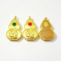 Pendentif Serpent et Gourde en Alliage de Zinc Plaqué Or 18K, Incrusté de Résine, Style Ethnique Chinois Vintage pour la Fabrication de Bijoux