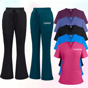 Ensemble uniforme de pantalon évasé pour salon de beauté, nouveau modèle 2026, plusieurs couleurs, blouses médicales chirurgicales, tissu tissé peigné, vêtements de travail pour hôpital - Product Image 1
