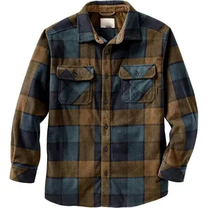 High Quality Men's Navigator Fleece Button Up Shirt Flannel Shirt Plaid Shirt For Sale