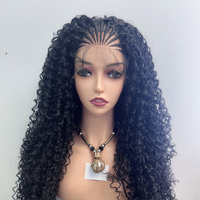 Perruques Tresses Box Sans Nœuds Goddess Locs avec Pointes Bouclées, Perruques Tressées Synthétiques Carrées à Dentelle 13x4 avec Cheveux de Bébé pour Femme