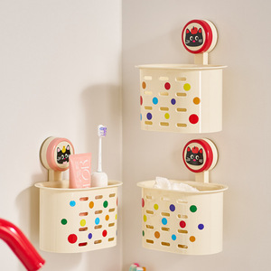 Wall Mounted Storage Basket Suction Cup Bathroom Cosmetics Organizer Rectangular Durable Home Use - Product Image 4
