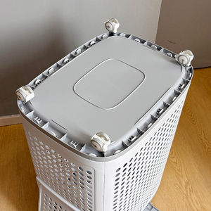 Cesto Portabiancheria Pieghevole di Grande Capacità, <span class=keywords><strong>Design</strong></span> Moderno, in Plastica con Ruote e Coperchio per Soggiorno - Product Image 5
