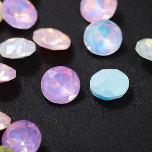 Strass en verre irisé à dos plat pour décoration d'ongles DIY, accessoires de bijoux scintillants, pierres précieuses rondes en cristal de 8 mm pour manucure - Product Image 3