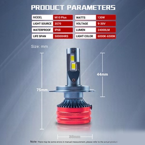 Xenplus M10 <span class=keywords><strong>Plus</strong></span> H1 H4 H7 H11 9004 Bombillas LED para Faros Delanteros 130w 24000LM Kit de Conversión de Faros Delanteros LED Súper Brillantes 6500k Blanco Frío - Product Image 6