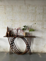 Table console française en bois massif Table d'entrée rectangulaire noire pour décoration intérieure de la maison pour le salon