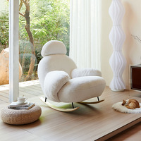 Chaise personnalisable, meubles en coton texturé, pieds en bois massif, fauteuil simple populaire, fauteuil à bascule en agneau