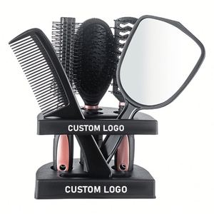 Ensemble de brosses de coiffure professionnelles personnalisées pour salon, ensemble de 5 peignes combinés, outil de coiffage pour salon, miroir et support - Product Image 1