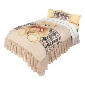 Ensemble de couette Toby King 7 pièces, appliqué de personnage brodé, style classique, literie pour la maison, toutes saisons - Product Image 1