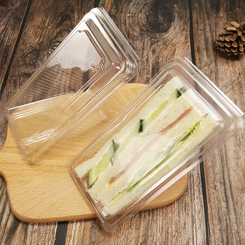 Oem odm مخصص ساندويتش كعكة مثلث واضح علبة مموجة يمكن التخلص منها البلاستيك الشفاف pet حاويات طعام
