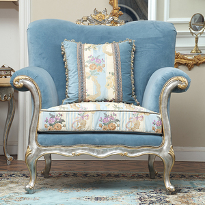 Đồ Nội Thất Cổ Điển Đồ Nội Thất Phòng Khách Đặt Hoàng Gia Thiết Kế Khung Gỗ Màu Xanh Nhung Sang Trọng Phòng Khách 3 Chỗ Ngồi <span class=keywords><strong>Sofa</strong></span> - Product Image 6