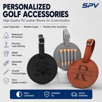 Porte-marqueur de balle de golf-Organisateur de t-shirt de golf en cuir PU rond gravé au laser avec logo de l'entreprise pour étiquette de sac de golf Supernova