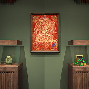 Cuadro de Pared con Marco de Mortise y Tenon de Primera Calidad, Arte en Latón, Protector del Dharma Budista, Thangka de los Cinco Dioses de la Riqueza de Vaisravana - Product Image 2