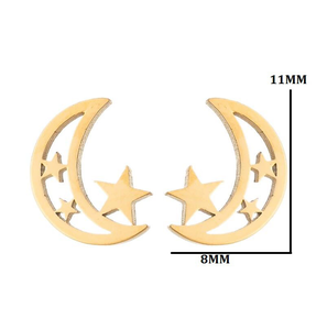 1 Pair of Stainless Steel Pentagram Hollow <strong>Moon</strong> <strong>Earrings</strong> for Men, Fashionable <strong>Star</strong> <strong>and</strong> <strong>Moon</strong> Shaped <strong>Earrings</strong> for Women N98168 - Product Image 4