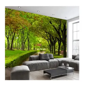 KOMNNI定制现代3d壁画美丽的大树林大道壁画家居装饰照片客厅壁纸
