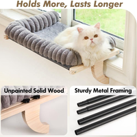 Perchoir de seuil de fenêtre pour chat Cloud-Soft avec lit rembourré conçu pour fermeture à glissière, siège de fenêtre pour chat de soutien en bois massif de qualité supérieure