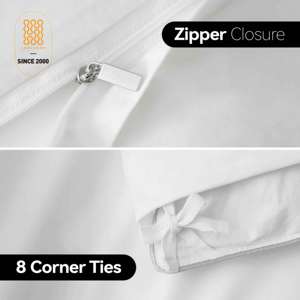 Комплект постельного белья класса люкс для отелей, размер Queen, 100% белый хлопок, с вышивкой, включает пододеяльник и 2 наволочки - Product Image 4