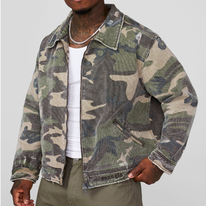 OEM Designer Wash <b>Duck</b> Canvas Camouflage Work Wear <b>Coat</b> Carpenter Trucker Men Jacket - Product Image 2