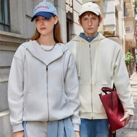 Veste zippée à capuche en polaire unie pour homme, tendance automne-hiver, broderie personnalisée, coupe ample, vêtements de travail imprimés